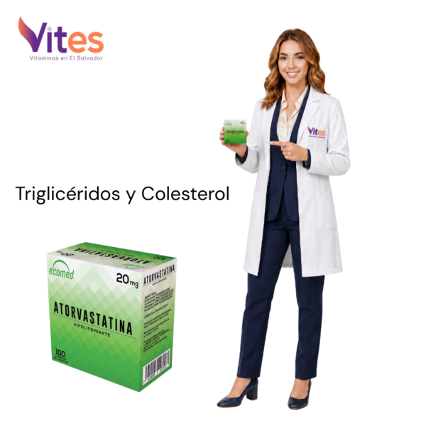 Caja de Atorvastatina Ecomed 20 mg con 100 tabletas