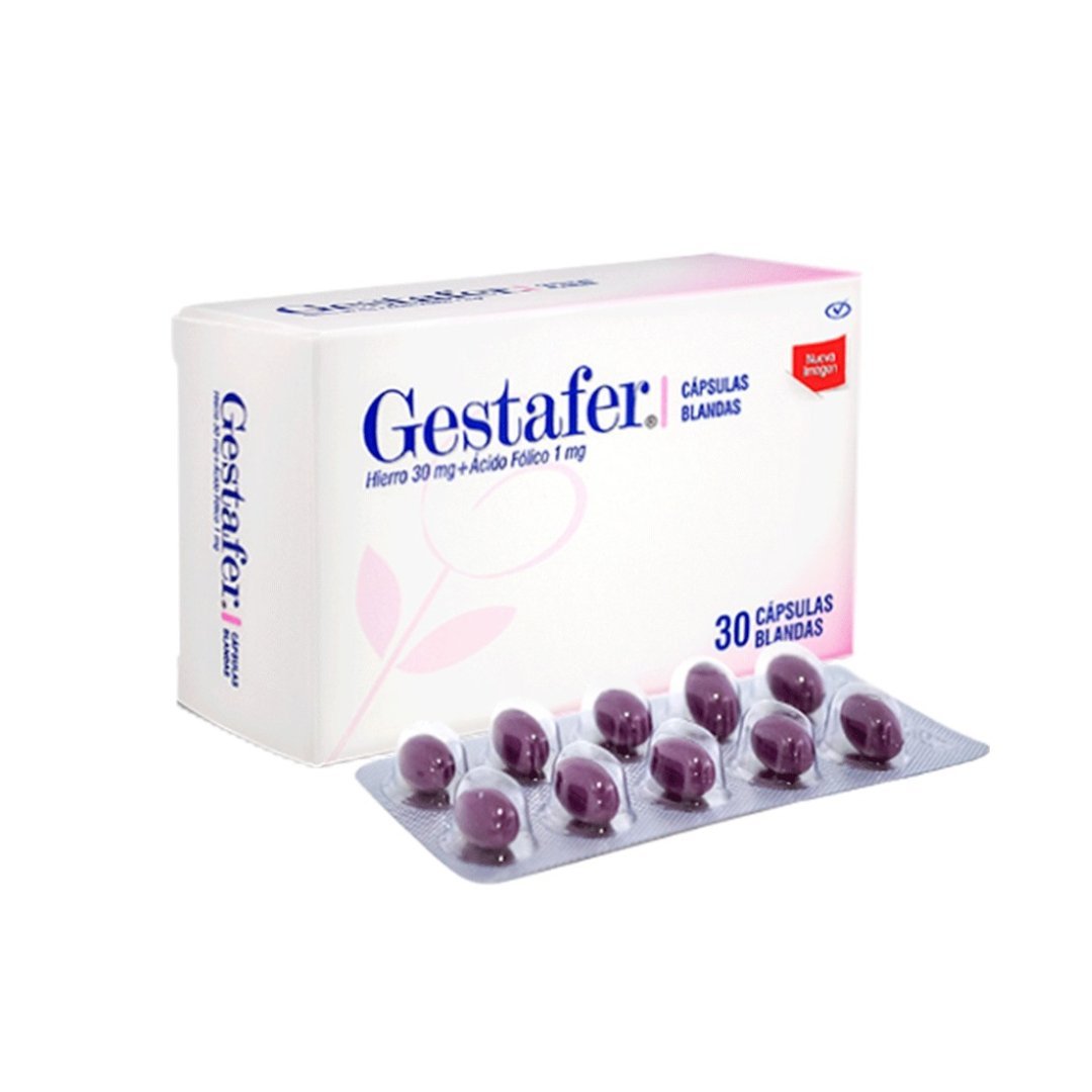 GESTAFER 30 Cápsulas - Suplemento de Hierro y Ácido Fólico